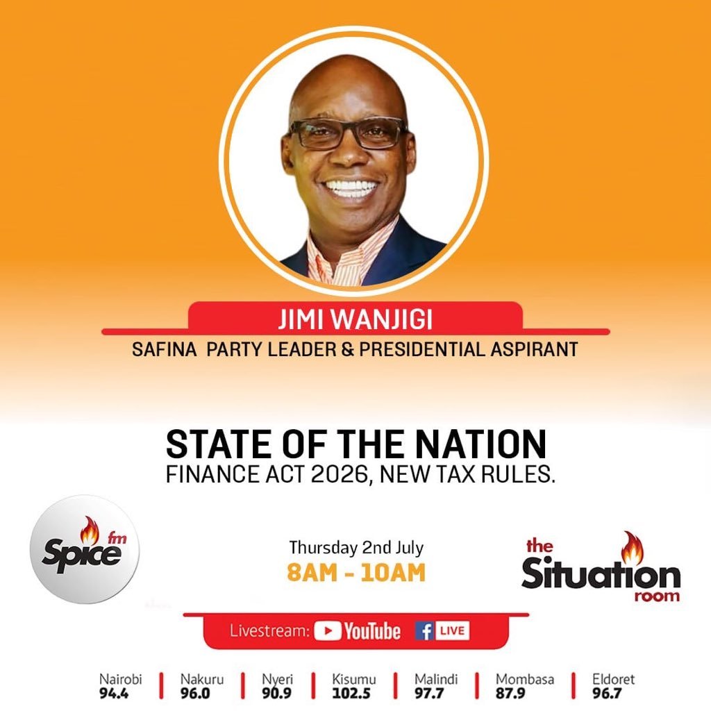 kuriajames021's tweet photo. We continue our economic conversation  on @SpiceFMKE with @JimiWanjigi Tune in
#Inatuhusu ✅ https://t.co/2X6EdHrF98