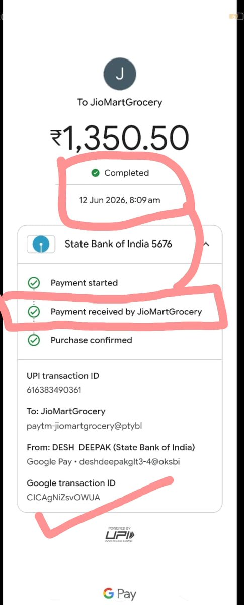 DDGULATI's tweet photo. @JioCare @JioMart @JioMart_Support @reliancejio 
complaint number is 773472073062 us pending from too long time period for refund of 1350.50₹ against successful payment to jiomart on 12/6/26.
Pls think abt customer trust. 
Every time we rcvd reply wait wait and more wait. https://t.co/GG72jg88KT