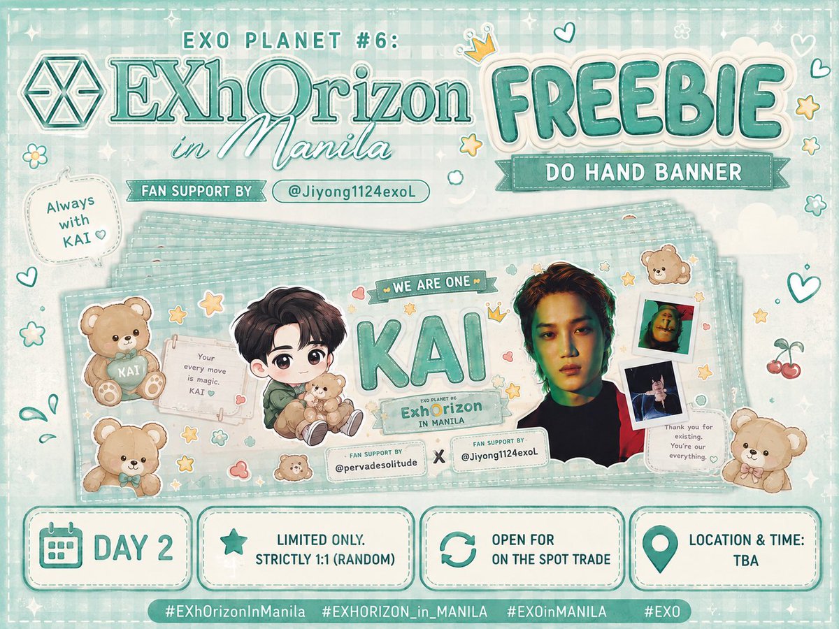 Jiyong1124exol's tweet photo. Freebiee 

EXO PLANET #6: EXhOrizon in Manila

fan support by @Jiyong1124exoL

🗓️Day 2

⭐️Limited only. Strictly 1:1 (random)

⭐️Open for on the spot trade

⭐️Location &amp; Time:TBA

#EXhOrizonInManila #EXHORIZON_in_MANILA #EXOinMANILA #EXO https://t.co/Zf1Bt23HXA