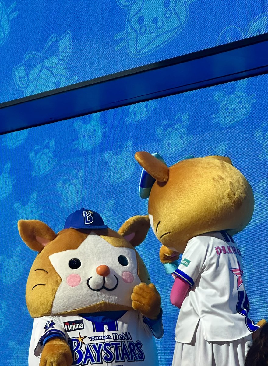 azuoaho's tweet photo. なぜかずっと司会のお姉さんの方を見て動かないスターマンとキララたん🐹
その後次のポーズどうしよっかって話し合ってた🥺💕💕
#baystars #ベイスターズ https://t.co/FRuzRK6VQ7