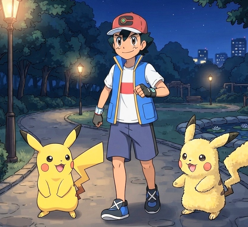 ⚡ピカチャンのつぶやき⚡ サトシくんと夜のウォーキング #ポケモン