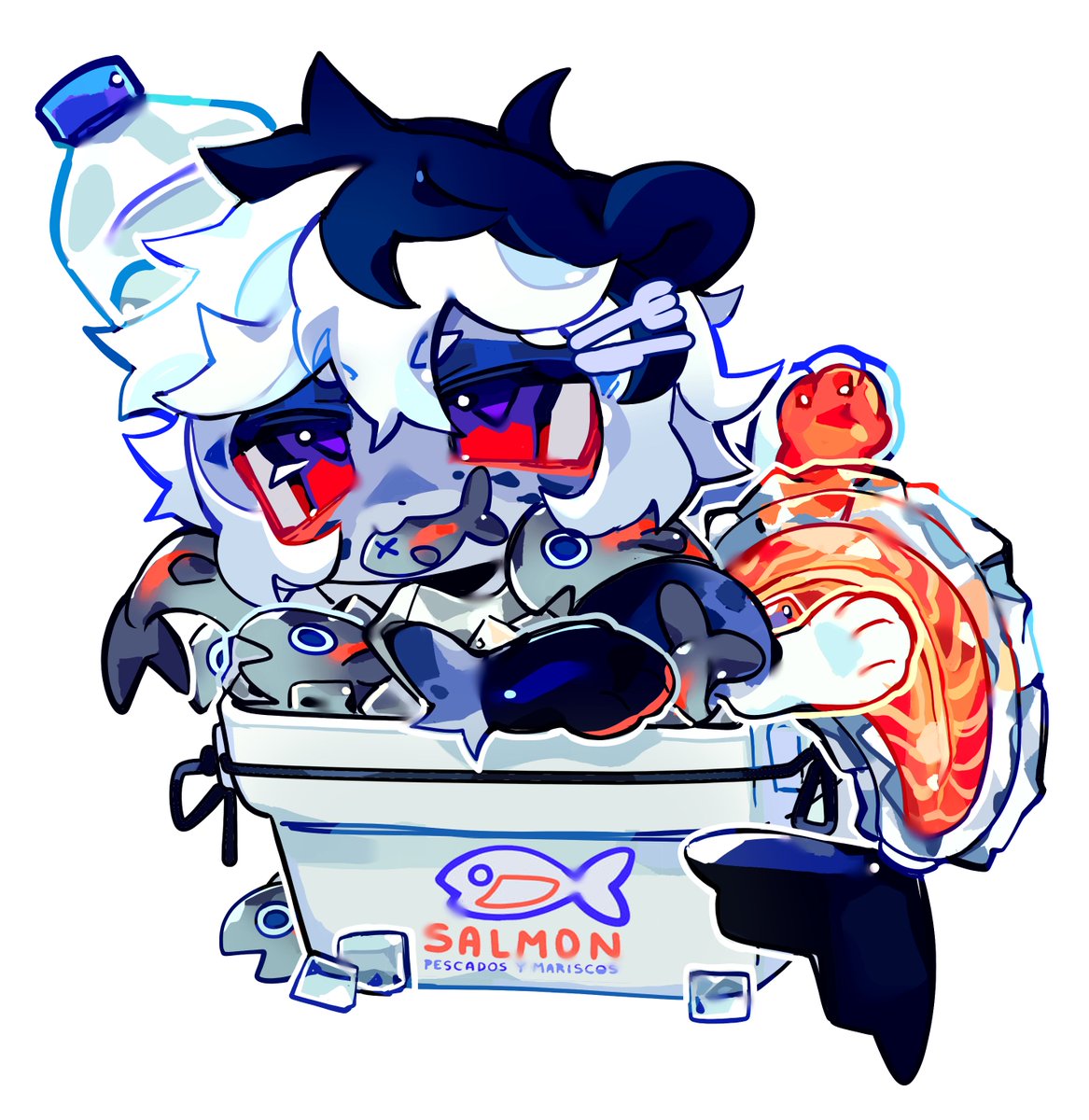 Pharancoffee's tweet photo. FIRST ATTACK !! have this cute lil Fih ! @PakuIsAFih 
and this wip for a second attack for Fih >)) https://t.co/ybESHcd9Ax