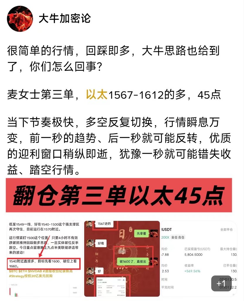 MICDaBoss's tweet photo. 大牛都说了不要无脑追空，昨天的消息面都已经有所反转，而且大牛多次提示反手做多，都有好好听吗？

麦女士第四单，大饼59657-60890的多，1233点

如果目前的你看不清行情方向，操作没有思路，持仓总是忐忑不安，频繁踏空亏损、心态失衡，不妨找我交流！
$BTC $ETH https://t.co/cLWM6UGiZO