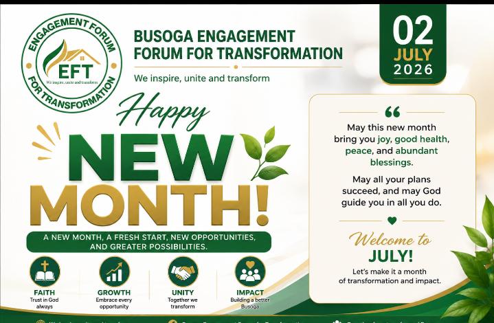 BUSOGAENGAfxpp's tweet photo. 🌿 Happy New Month! 🌿

May July 2026 bring you peace, good health, favor, and abundant blessings. Wishing you a month of growth, success, and transformation.

— Busoga Engagement Forum for Transformation (BEFT)
We inspire, unite and transform.

@KikaireF8356 @KaleebiRichard @kab https://t.co/KyOJX9Wl68