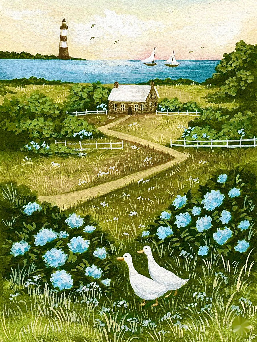 845_anne's tweet photo. 🎨𝑱𝒖𝒍𝒚 𝑯𝒚𝒅𝒓𝒂𝒏𝒈𝒆𝒂𝒔🌿

👩‍🎨Sofie Swetter Fron🇺🇸

She creates warm, charming paintings of cottages and flowers.🏠🪻

July Hydrangeas beautifully captures the peaceful charm of a summer by the sea. 🌊⛵️💙🪿

🛒Her Online Shop👇
https://t.co/sniGf8sRNY https://t.co/AivEC2qSnT