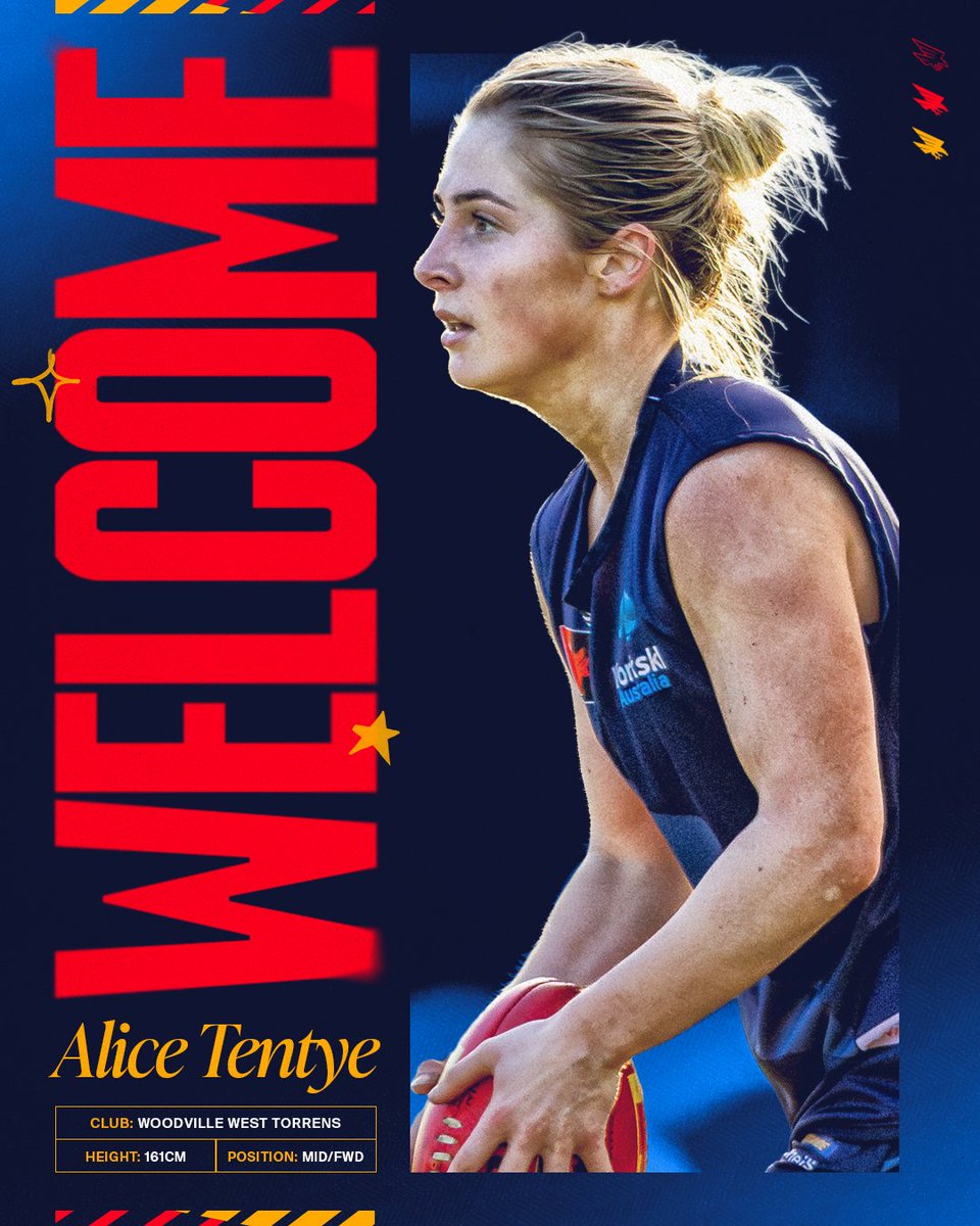 CrowsAFLW's tweet photo. Welcome to Adelaide, Alice 🐦‍⬛

We’ve signed Alice Tentye as a replacement player for Danielle Ponter, who is expecting her first child.

Alice is described as “a bit of a contested beast”.

Details: https://t.co/2GxWxPJ0M5 https://t.co/xkKeTkO0CO