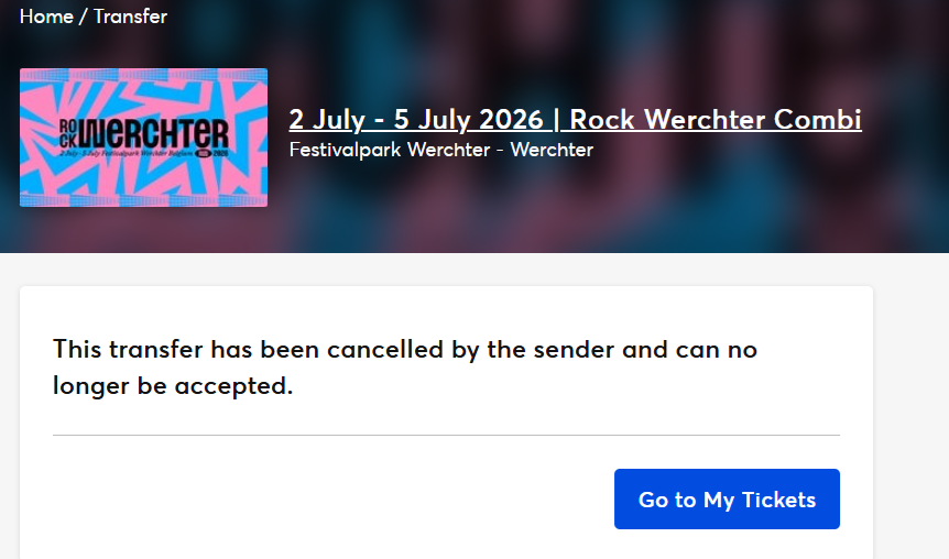 newstylegolfer's tweet photo. @TicketmasterBeN 
€300 betaald via @TicketSwap voor @RockWerchter. Geld weg, bevestiging ontvangen, maar geen ticket in @TicketmasterBE. TicketSwap wijst naar Ticketmaster, Ticketmaster naar TicketSwap. Festival start vandaag. Customer service anno 2026? Onacceptabel. https://t.co/s4US8bn9s3