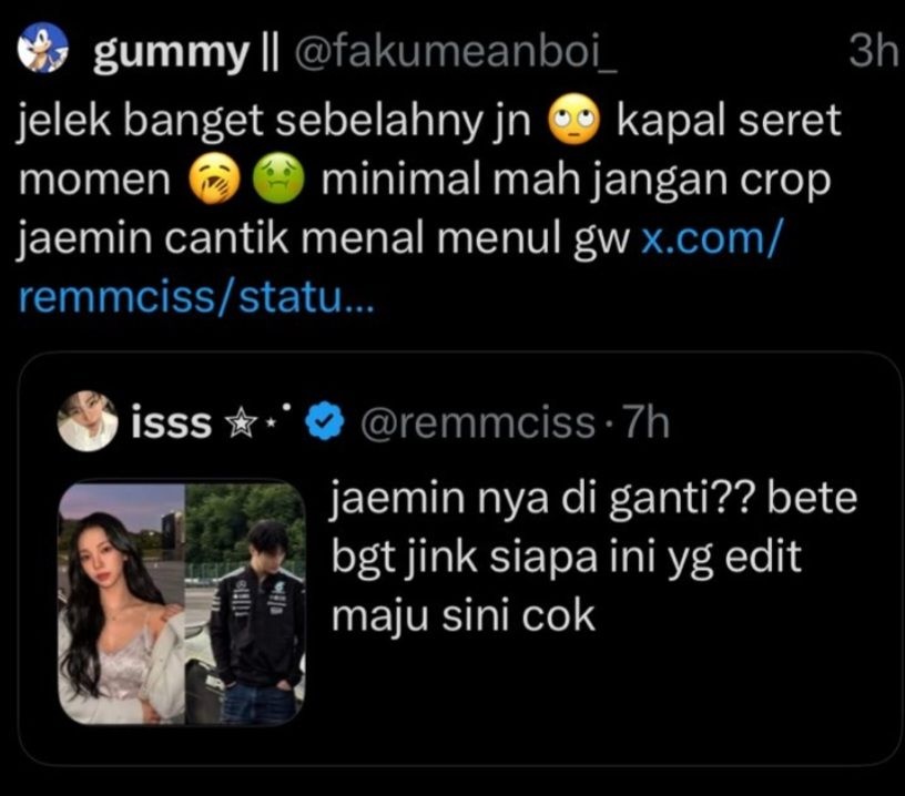 bluuriverr's tweet photo. padahal urusannya sesama shipper. demi memuja idol berkontol-nya itu sampai slut shaming &amp; body shaming idol cewek, terlebih lagi kalau ternyata lo sesama perempuan &amp; ngetik gini ke perempuan buat idol berkontol lo itu.

kalau mau ga usah adu fisik, adu achievement aja sini. https://t.co/dlxNbtxYDJ