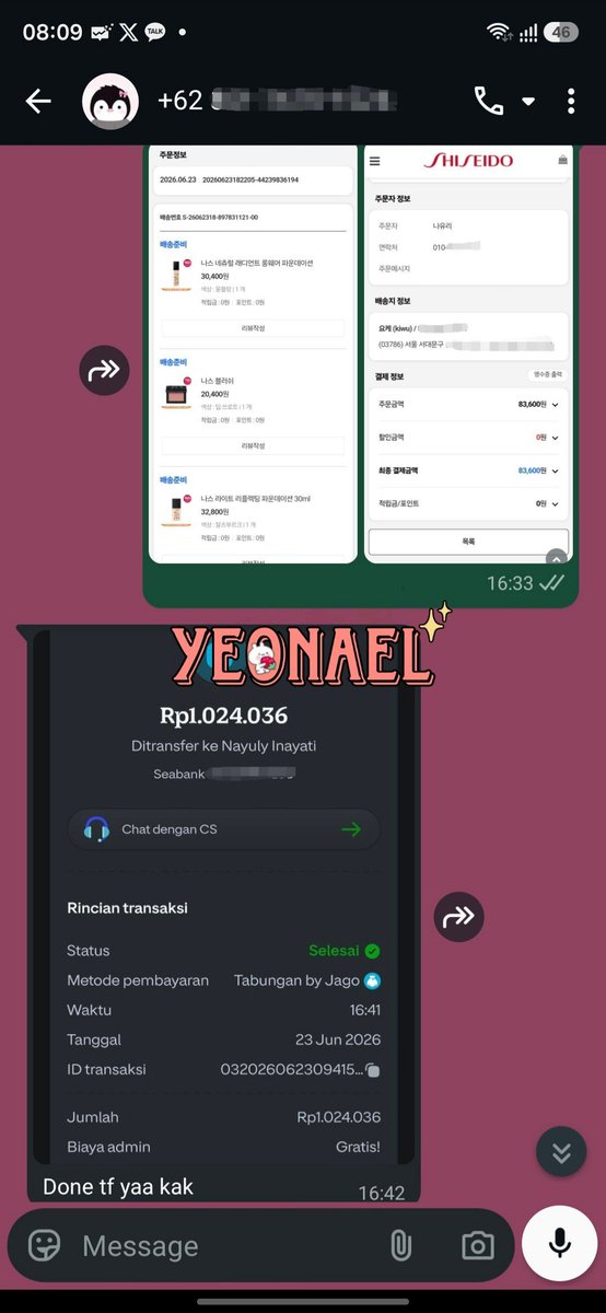yeonael's tweet photo. proof co checkout web kr firsthand proses satset

fans shop✅️
coupang eats food delivery✅️
shiseido✅️
bunjang✅️

#tfyon https://t.co/8VEHNjuWQC