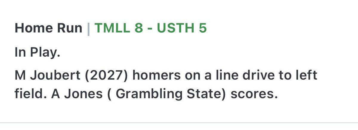 JoubertMarleigh's tweet photo. Had a great day today out in Colorado playing Softbal with my ALLIN TEAM. 
1 solo homer, and 1 homer bringing my teammate and myself in..
@CoachDonnieXULA @AllinPlaymakers @HBCUSoftball @commit2HBCU https://t.co/sTbImjoRps