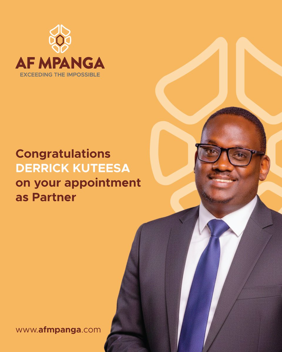 AFMpangaUG's tweet photo. Announcing our newest Partner, Mr. Derrick Kuteesa ✨

Since 2016, he has been a trusted adviser in Banking &amp; Finance and Corporate Law across East Africa. This milestone reflects his excellence and leadership.

#AFMpanga #ExceedingTheImpossible #Leadership https://t.co/1bIadvUebo