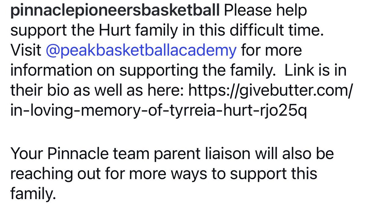 PinnacleBball's tweet photo. Please consider supporting Pinnacle Basketball Player Cam Hurt and his family during this devastating time. 💙 https://t.co/qbwW6OHWpk