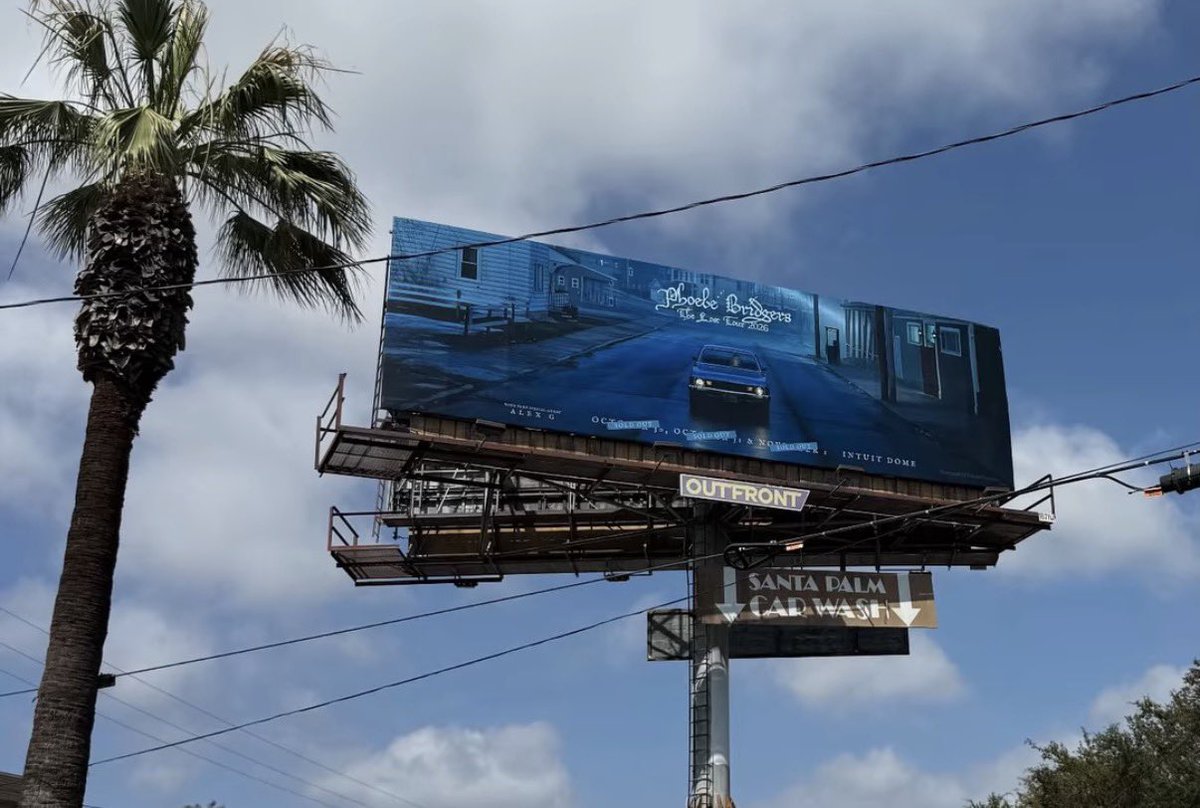 boygeniussource's tweet photo. Phoebe Bridgers The Lost Tour Billboard in West Hollywood! https://t.co/o5p1pFnd0D