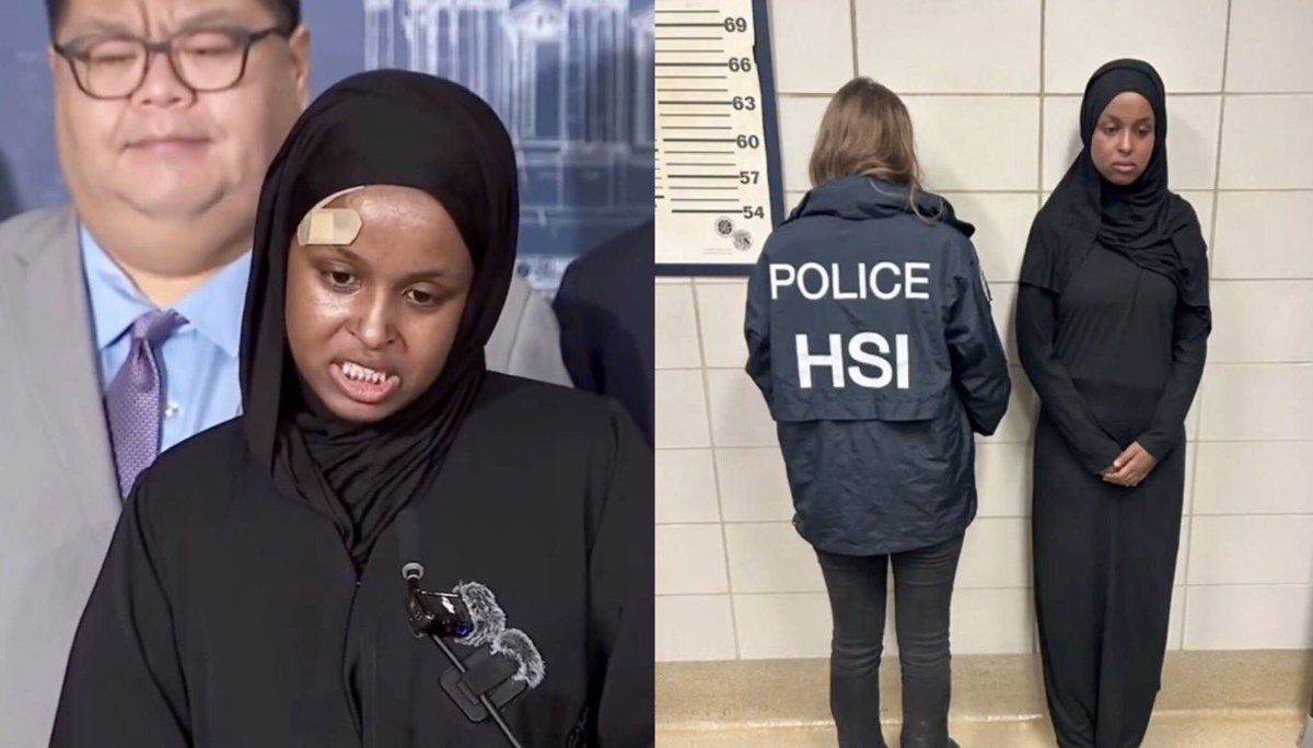 nettermike's tweet photo. Remember Nasra Ahmed - the Somali woman who held a press conference to gaslight Americans about how you can eat bananas and rice together?

Yeah, she was just arrested in Minneapolis for assauIting federal officers.

Make her famous all over again.  

Wonder what kind of food they serve in jail?