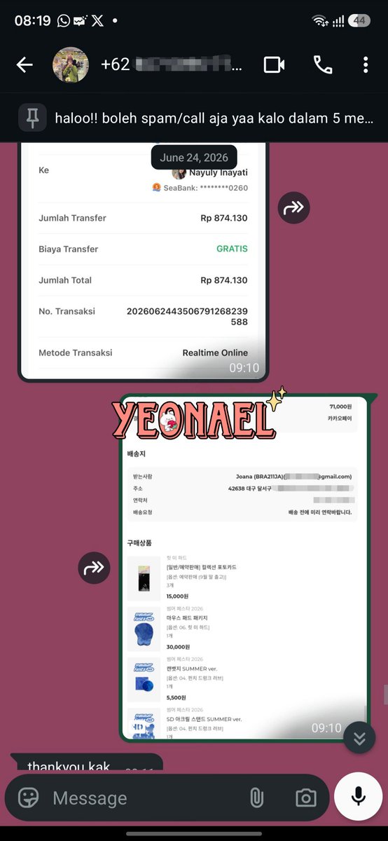 yeonael's tweet photo. proof co checkout web kr firsthand proses satset

kakaogift✅️
jmeeshop verif 21+✅️
appmus apple music✅️
oy oliveyoung✅️

#tfyon https://t.co/GdNPO97oil