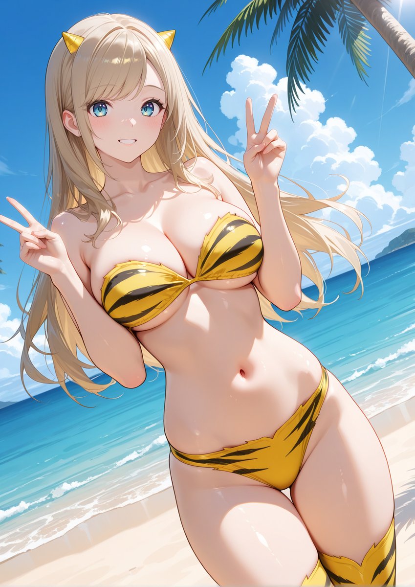 misa_aiart's tweet photo. ダーリン💕今日はラムちゃんコスだっちゃ✨
似合ってる〜？🥰

#AQUAビーチタイム https://t.co/KFwhjKiMkd