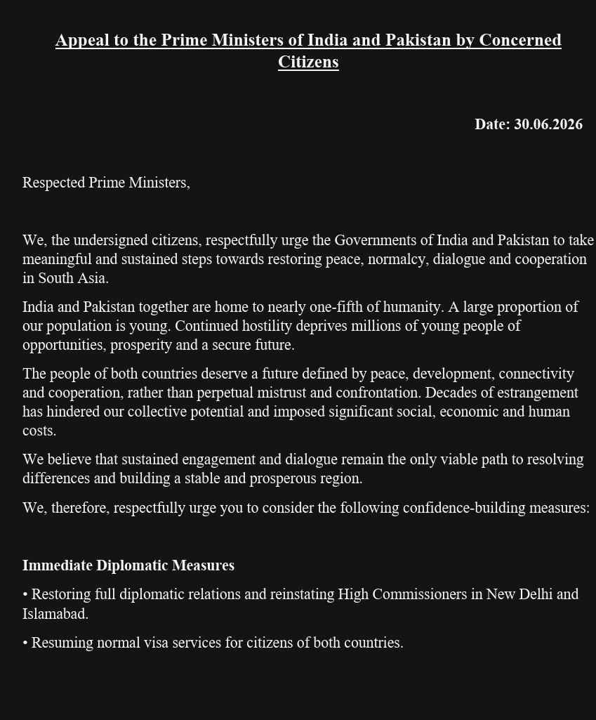 ISN_report's tweet photo. 61 well known Indian Citizens have written a joint letter to P.M. for restoring ties with the "Terrorist State of Pakistan"

What is next, write a letter to issue funds for training more terrorists who can kill the innocent people again..? https://t.co/RZU8KTxUtg