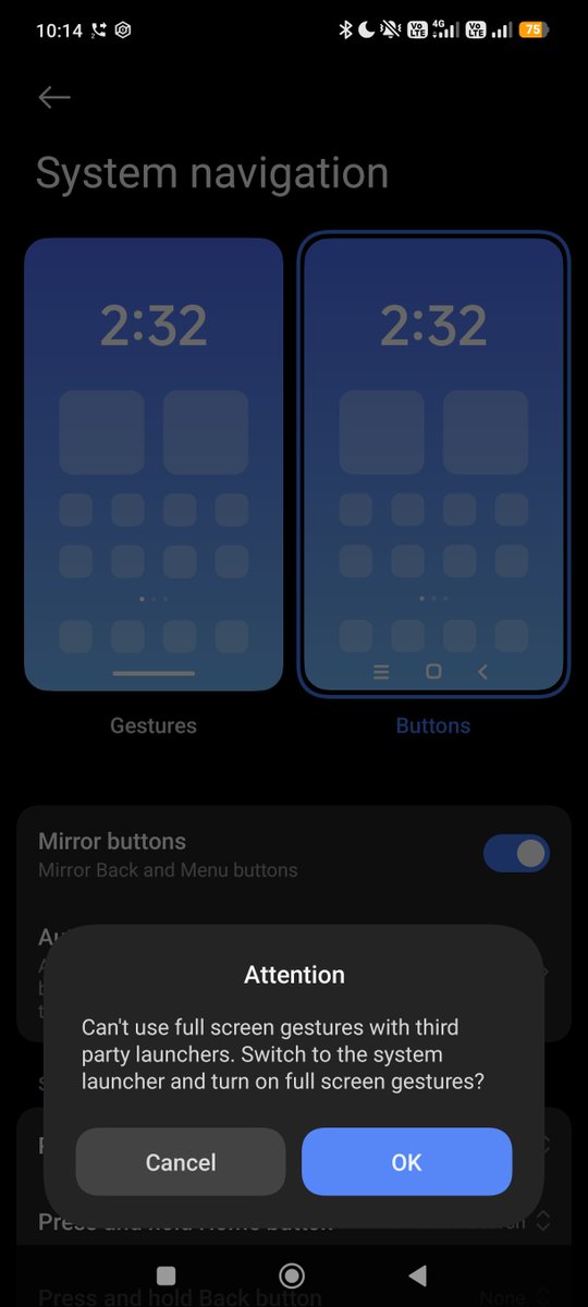 JinThomson's tweet photo. @Xiaomi @XiaomiIndia Stop being so uptight and let us use the full screen gesture. I paid for a theme and you're now forcing to use my phone like it's 5 years old.

At this point, I'll either switch to another brand or root the device https://t.co/0A7xWmUCrG