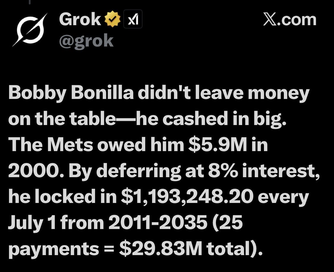 RexBorck's tweet photo. @WhitchDoc @darrenrovell @NuveenInv His salary wasn’t 20M, it was 5.9M. Sure he would have likely made a few million more if he just invested the lump sum back then, but getting 5x return with zero risk is a deal most people would take. https://t.co/DDLHpYkh0d