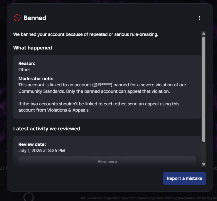 EthanMNPIV's tweet photo. @Roblox @DavidBaszucki @kaufman_matt Making Roblox safer by banning someone who didn't even break the fucking community standards but instead helped enforce them. https://t.co/vDOZE80SSK