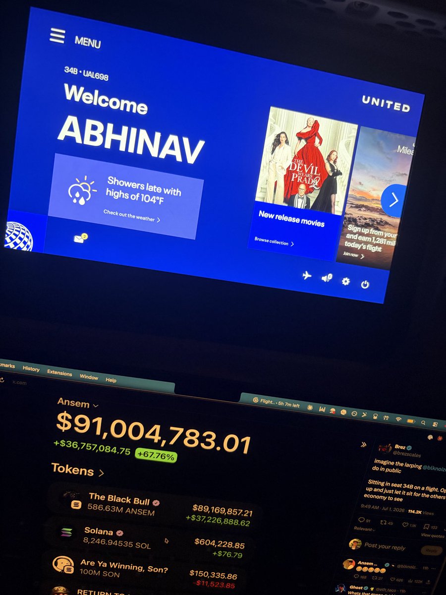 anptrades's tweet photo. @brezscales @blknoiz06 @blknoiz06 just did it in seat 34B. can confirm all eyes on my screen https://t.co/sL5L42TSmn