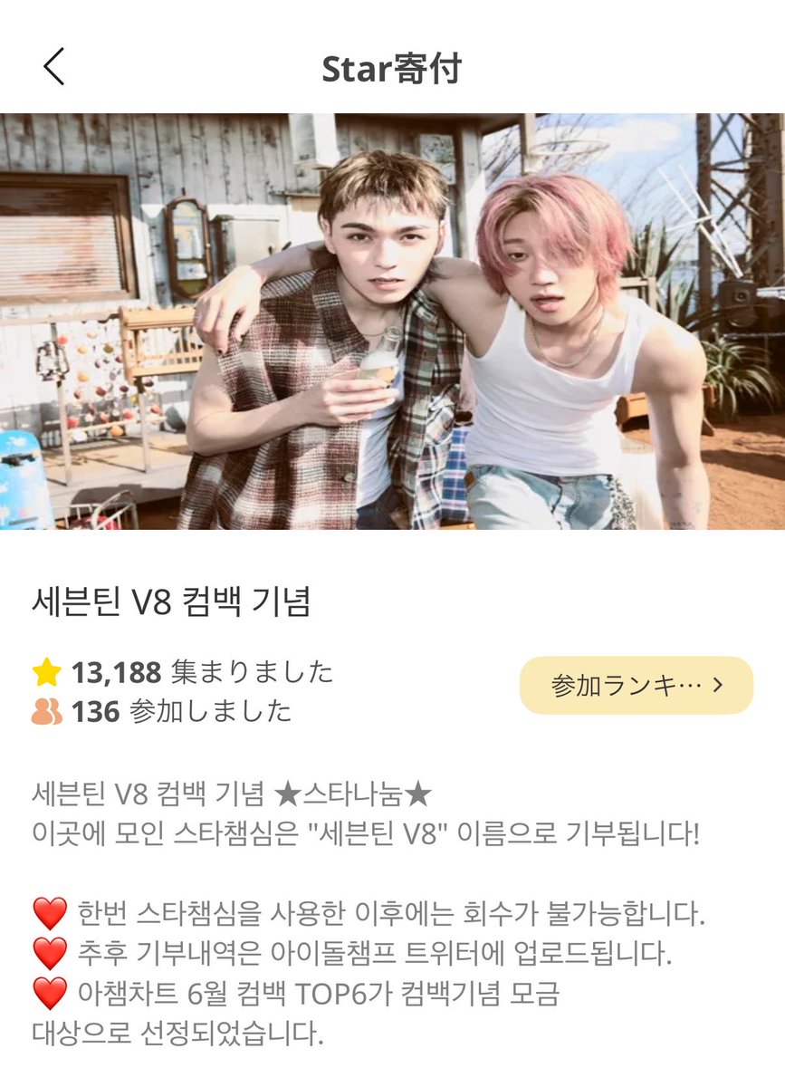 📢【IDOL CHAMP】 ⭐️STAR寄付イベント SEVENTEEN V8 カムバック記念