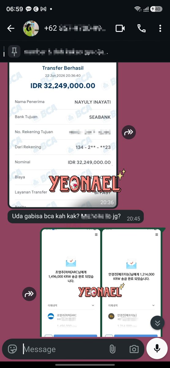 yeonael's tweet photo. proof tf won nominal besar bulk up 1jt fast aman yaaa😘🤙🏻 #tfyon https://t.co/9ZFNS6ijb6
