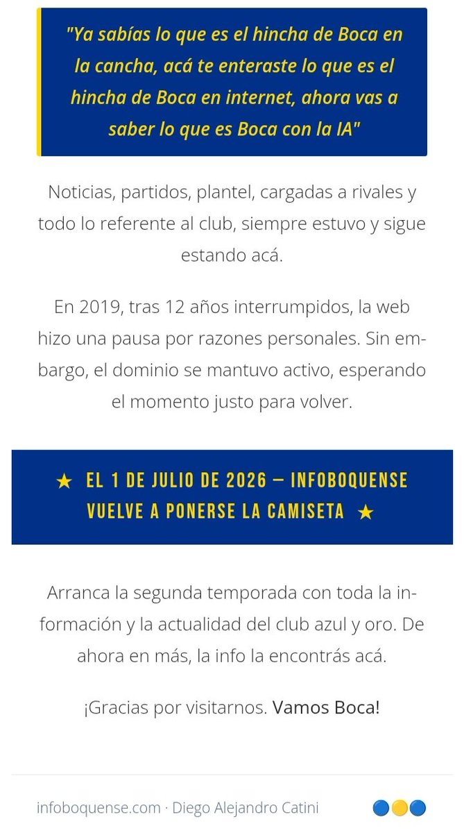 diegoacatini's tweet photo. La Cara detrás de la web https://t.co/NWKjTZ4h9p 
.
.
.
#boca #diegocatini #infoboquense #web #bocajuniors #jugadornumero12 https://t.co/DDyJLQOZFx