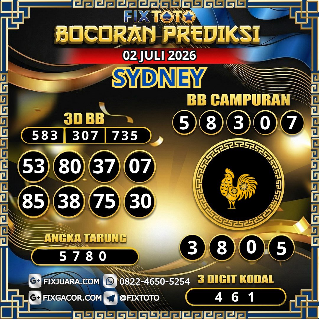 Angka_fixtoto's tweet photo. BOCORAN PREDIKSI SYDNEY
#FIXTOTO #TOGEL #PREDIKSISYDNEY https://t.co/q13gBz7DFp