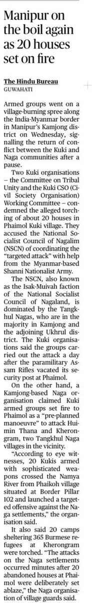 SushantSin's tweet photo. Kuki villages being targeted. Silence from the Modi govt. https://t.co/77YFmGoW1K