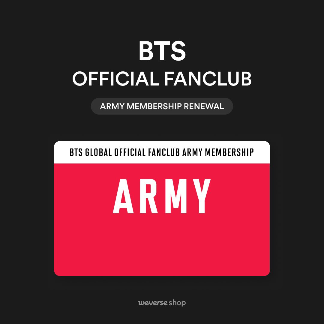 weverseshop's tweet photo. BTS 공식 팬클럽
ARMY MEMBERSHIP 리뉴얼 오픈✨
지금 #위버스샵 에서 BTS의 멤버십에 가입하시고, ARMY가 되어 새로워진 멤버십의 혜택을 만나보세요!

🗓️가입 기간 : 7월 2일(목) 2 PM ~ (KST)
🛒#WeverseShop  : https://t.co/nCEC5J2nc9

#BTS (@bts_bighit) https://t.co/45t0vQQjkW