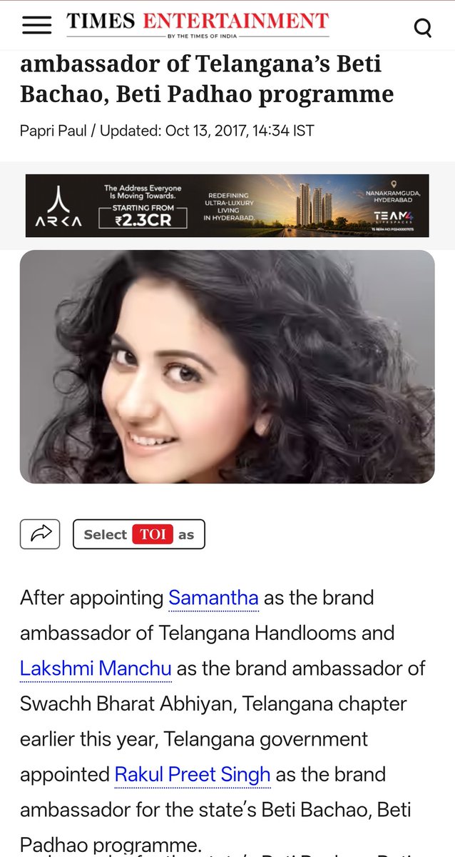 PraveenBaddam1's tweet photo. BRS leaders questioning Konidela Surekha's appointment to the Yadagirigutta Temple Development Authority is ironic.

In 2017, your own government appointed Samantha Ruth Prabhu as Telangana Handlooms & Khadi brand ambassador and Rakul Preet Singh for the Beti Bachao, Beti Padhao campaign.

The chief architect of the Yadadri temple redevelopment, Anand Sai, from Andhra Pradesh. The name "Yadadri" itself was adopted following a suggestion by Chinna Jeeyar Swamy after the then CM sought his advice.

Stop selective outrage.

#ShamelessBRS