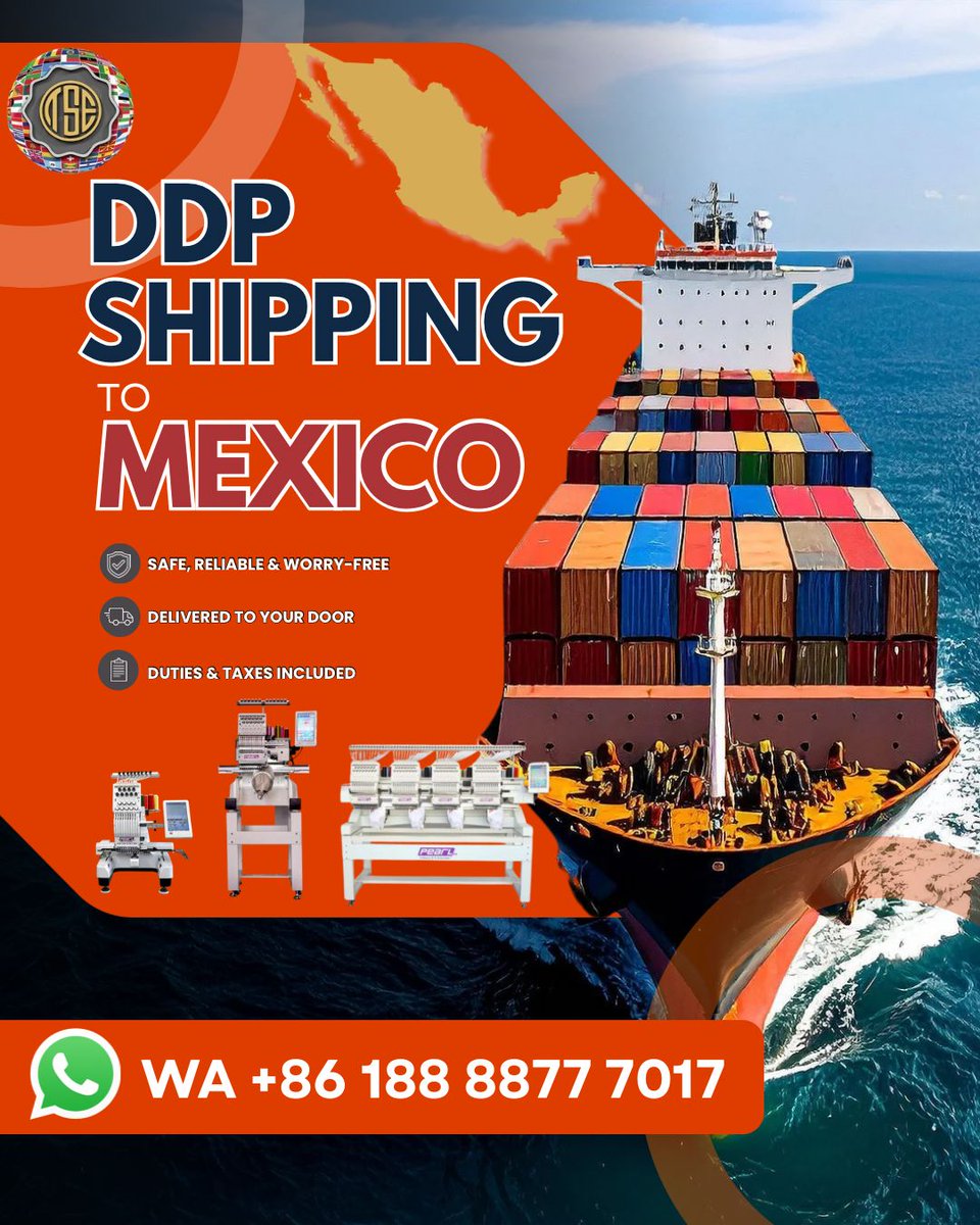 TaisangAE's tweet photo. 🇲🇽🚚 DDP Shipping to Mexico!
Safe, reliable, and worry-free shipping for your embroidery machine. We deliver directly to your door, with duties and taxes included.
✅ No Hidden Costs
✅ Hassle-Free Delivery
✅ Fast & Secure Shipping
📩 https://t.co/5buvotiAKq
#taisangembro #Dahao https://t.co/KFkLr3KBzI