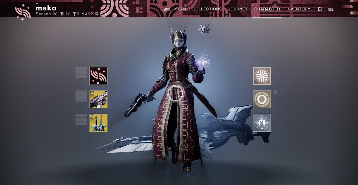 ohthatsmako's tweet photo. WARLOCKS // the iron panoply hood is available right now from iron banner! #destiny2 #destinyfashion #FOTW #icarus https://t.co/bggxvdpHMy