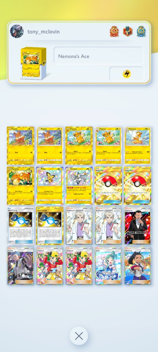 tigerx48's tweet photo. My updated pawmot deck during paradox drive. I felt like running 2 nemona was an issue so 1 geo felt better. I can ko the annyoing 70hp with the new pawmott or zera for early game 60 damage on my second turn going first. Its a funzie deck still. #pokemontcgpocket #pokemon https://t.co/nDAVC9cqc6
