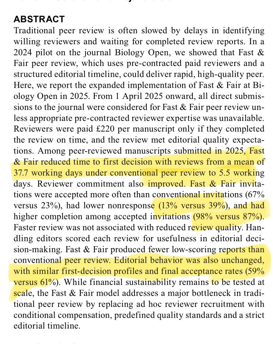 KaminskiMed's tweet photo. Wow!!! #Pay4PeerReview WORKS!!
When journal editors implemented precontracted PAID reviewers, time to 1st decision was dramatically ⬇️, commitment ⬆️, review quality was not reduced, editorial policy did not change.
We should all go for #FastAndFair
https://t.co/tafJUhKvVc https://t.co/QAMKV1pkCL