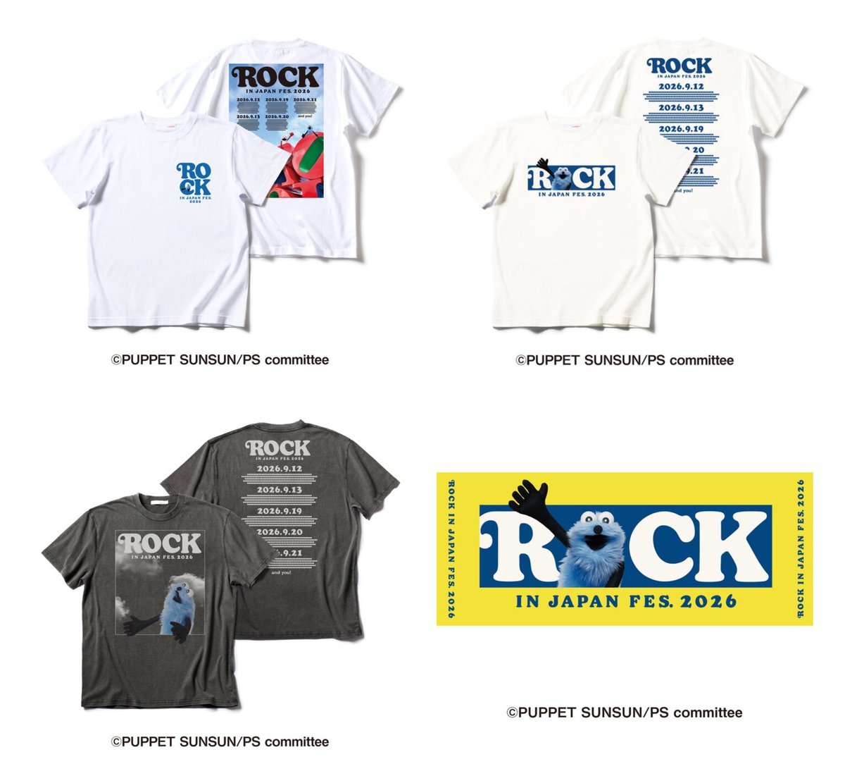 puppetsunsun__'s tweet photo. 🌟新商品🌟

『#ROCKINJAPANFES2026』

オフィシャルグッズに
#パペットスンスン が登場🎸✨

Tシャツやフェイスタオルなどのアイテムが公開中！

📅7/6(月)16:00まで先行公開

🔻詳しくはこちら（引用元）🔻
https://t.co/P4GNswcOk7

※「Jフェス」アプリで閲覧できます。 https://t.co/FeBh2AITpM