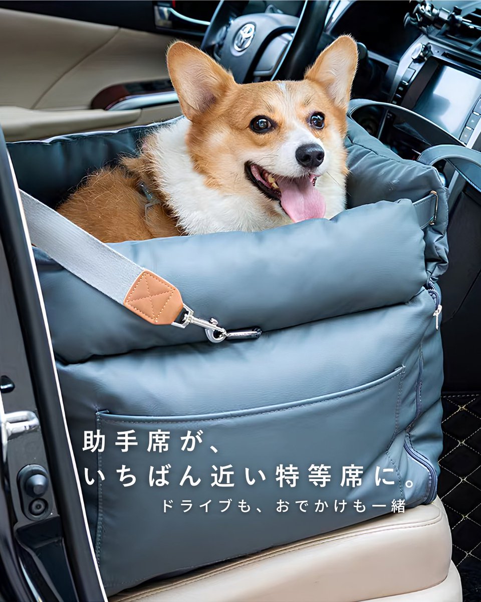 Moflea_'s tweet photo. 助手席が、いちばん近い特等席に。
小さな体だと、シートに埋もれて外が見えないことも。
ボックス型で目線を上げれば、隣にいる距離のままドライブを一緒に楽しめます。
#小型犬 #犬のいる暮らし https://t.co/smYS1dCZFR
