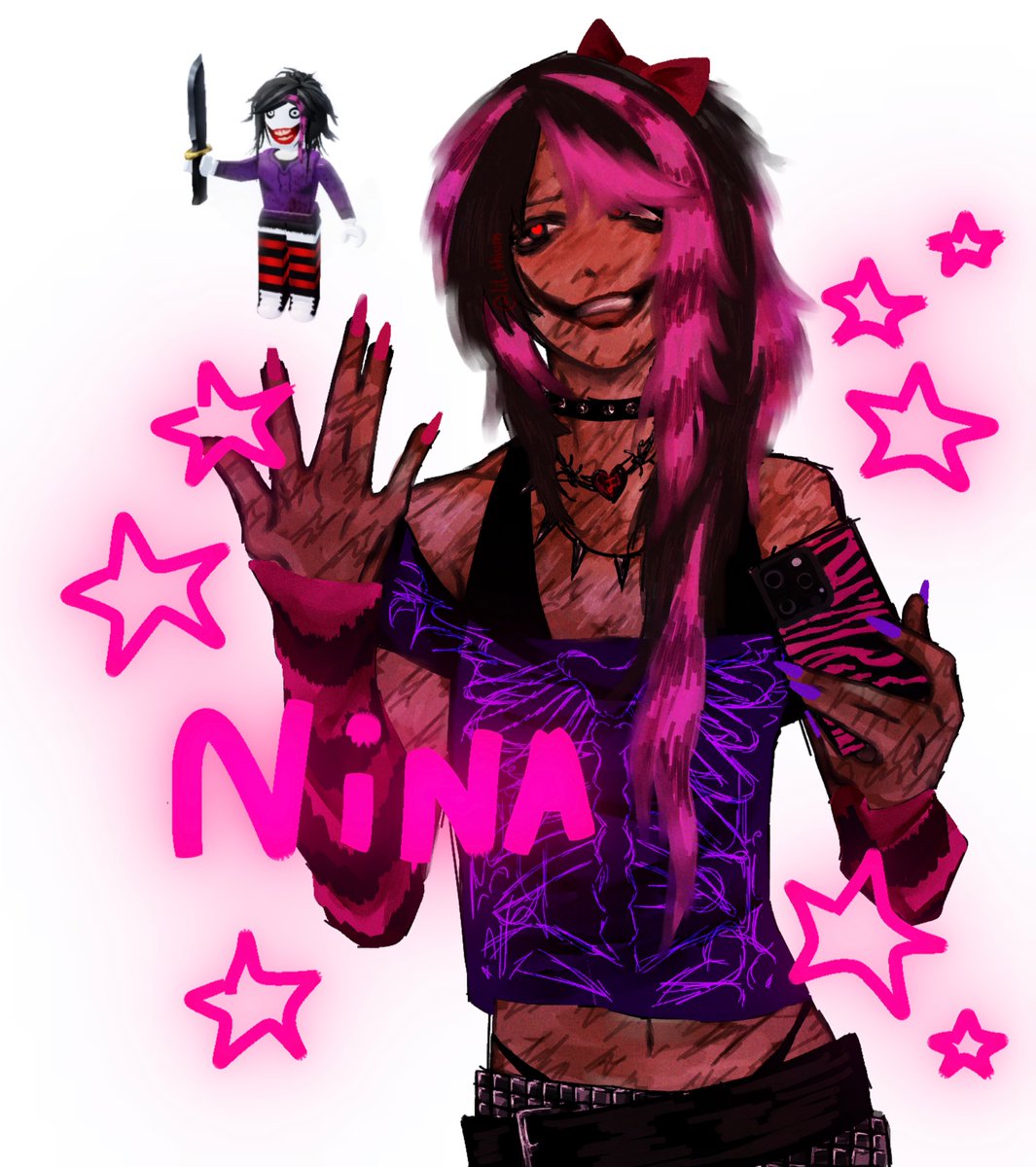 lil_thium's tweet photo. NINA THE KILLER
I changed her a bit. I think she looks good :3
I also attempted a new art style (finally). I like it a lot, even though I think that with my usual art style her features would change a lot.
#ninathekiller #creepypastas #creepypastastwt #crptwt https://t.co/zS07GRIlpY