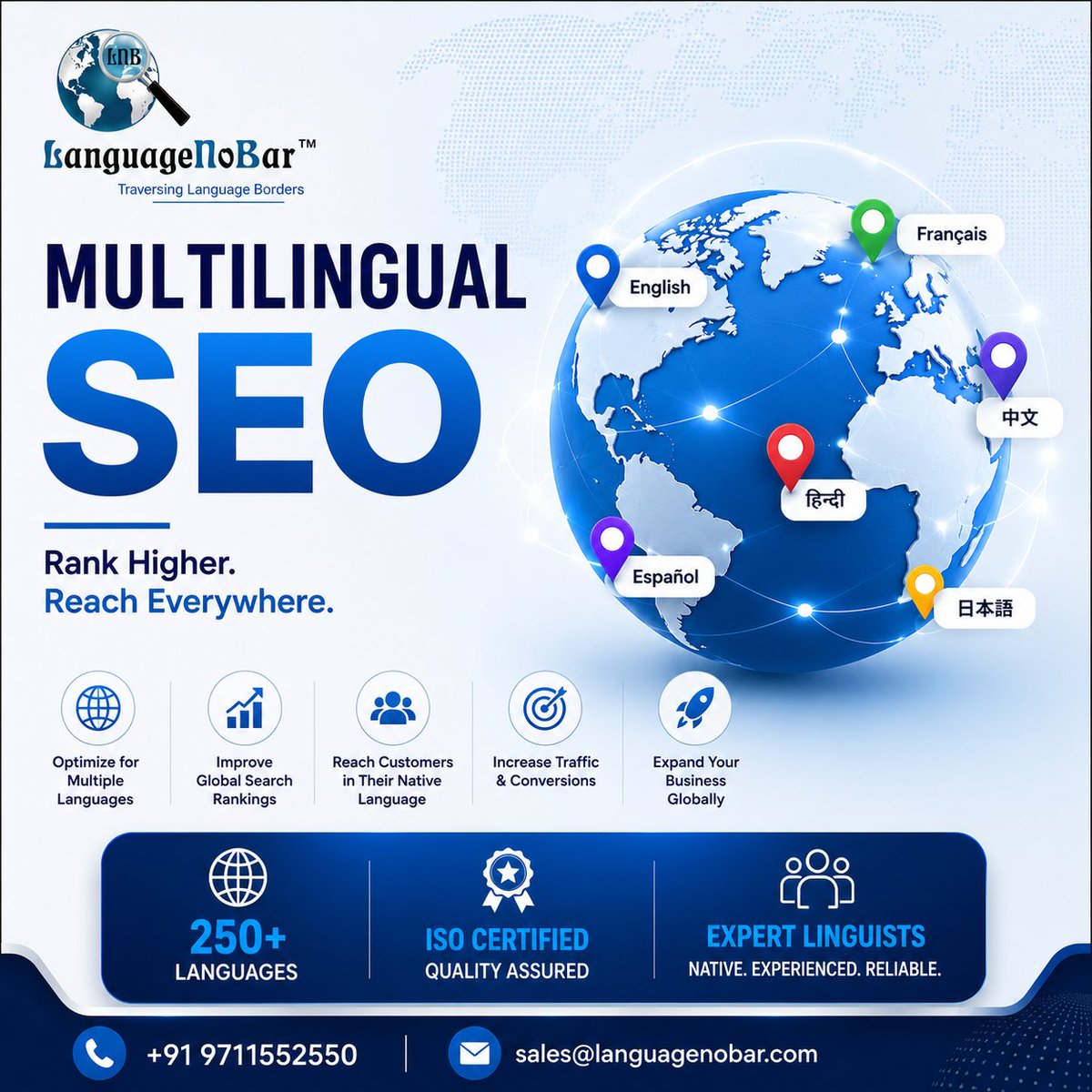 LanguageNoBar's tweet photo. 🚀 Rank Higher. Reach Everywhere.
🌐 250+ Languages
🏆 ISO Certified Quality
👨💼 Expert Native Linguists
Grow globally with confidence.
#SEO #MultilingualMarketing #GlobalBusiness #WebsiteLocalization #DigitalGrowth #LanguageNoBar https://t.co/EHkTV8wj1p