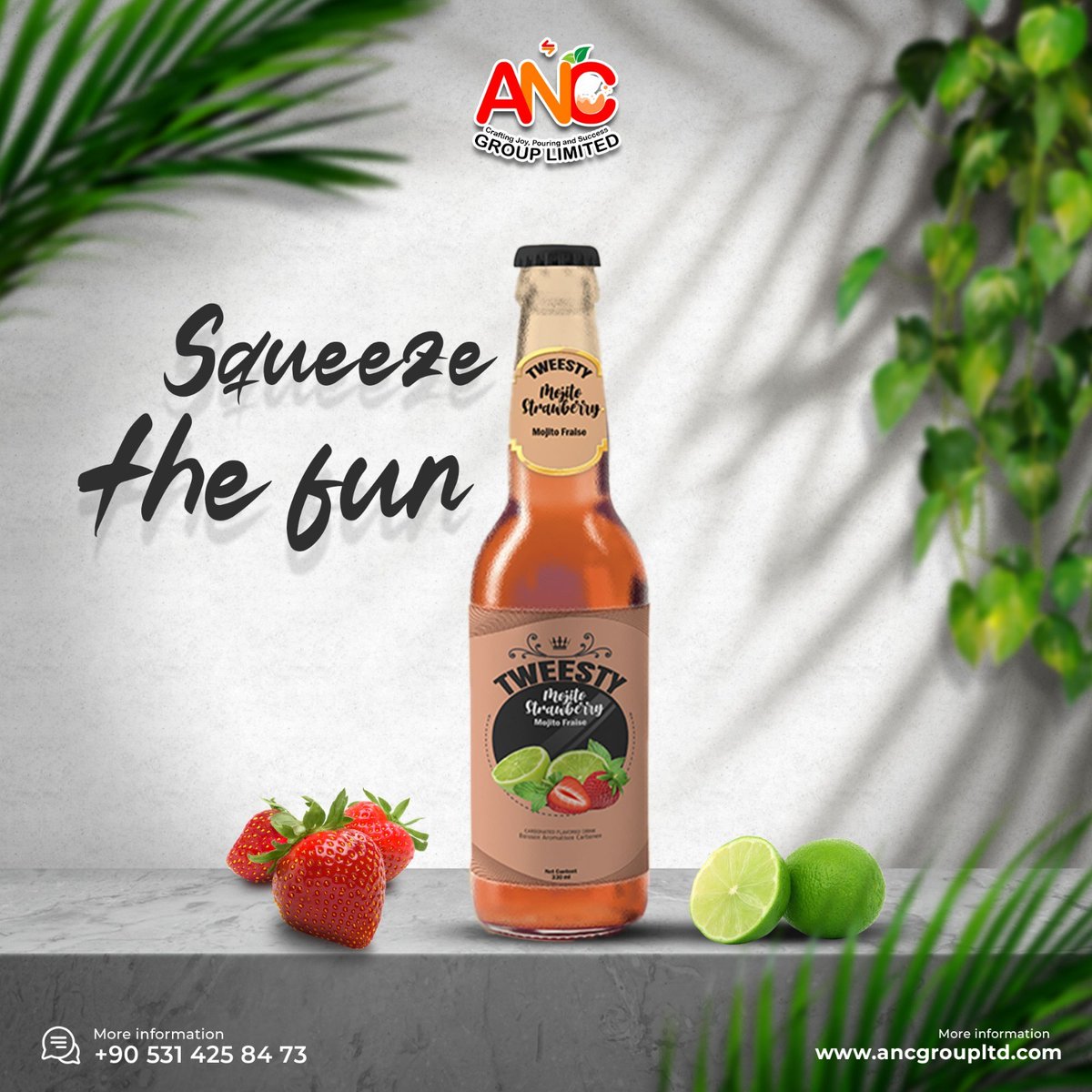 ANCGROUPLIMITED's tweet photo. Squeeze the fun.🍓🍋
ANC Group Limited’s Tweesty Mojito Strawberry 330ml is made for distributors, retailers, and fruity drink lovers. 

#ANCGroupLimited #Tweesty #MojitoStrawberry #FruitDrinks #330mlBottle #RetailDrinks #DrinkDistributor #ReadyToDrink https://t.co/P9IWHwPs3F
