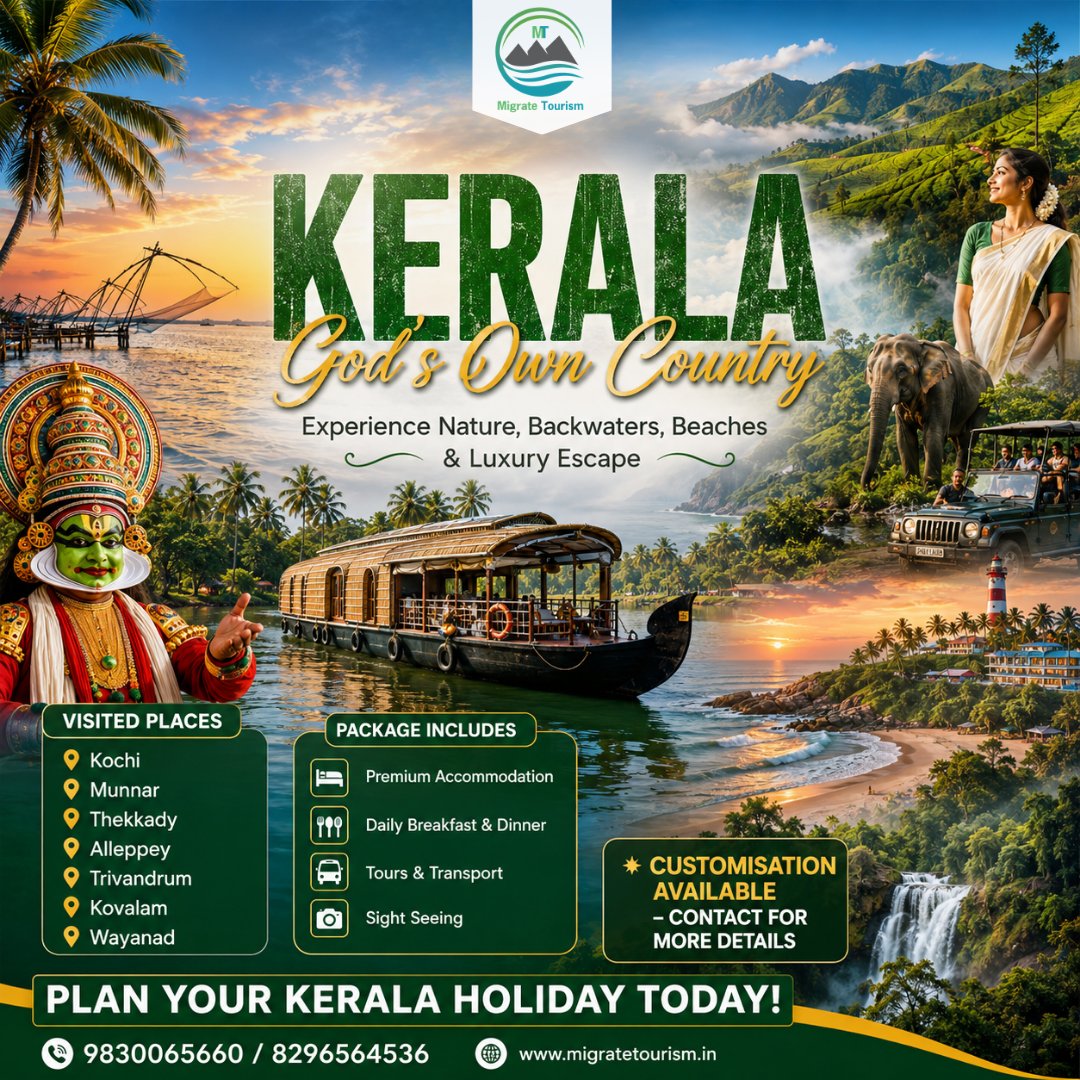 TourismMig10410's tweet photo. ✈️ 2026's Most Loved Holiday Destinations Are Waiting for You!
🌿 KERALA 🏝️ ANDAMAN 🌊 GOA
📞 Book Now: 9830065660 / 8296564536
🌐 https://t.co/OZrSffbiwf
#Travel2026 #KeralaTour #GoaTrip #AndamanTour #BeachVacation #FamilyVacation #HoneymoonTrip #BookNow #MigrateTourism https://t.co/fec2BV6e9f