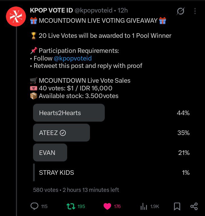 Mariaa27933173's tweet photo. @kpopvoteid #Ateez https://t.co/CjyyQ1g6Iq