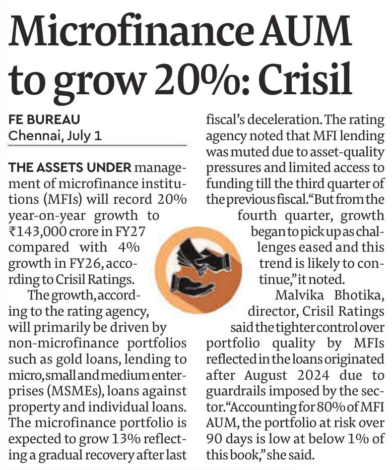 Sadafsayeed's tweet photo. Microfinance AUM to grow by 20%. https://t.co/uyM6YoTUHp