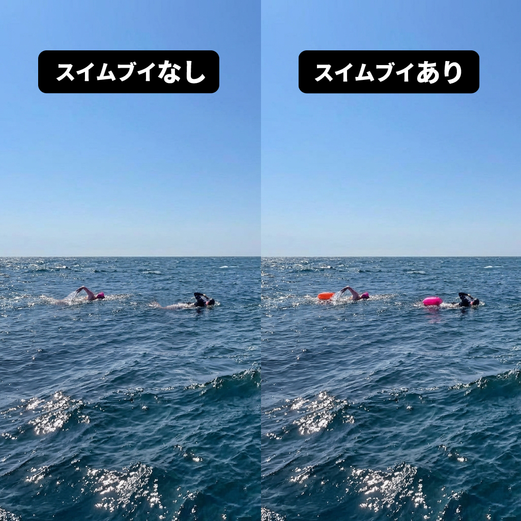 GUARDONLINESHOP's tweet photo. 海練、ブイあり と ブイなし。

🚫ブイなし
・疲れても、止まれる場所がない
・自分の位置は、自分にしかわからない
・万が一のとき、頼れるのは体力だけ
🟠ブイあり
・疲れたら、捕まって浮ける浮力
・鮮やかなカラーが、自分の位置を水面に示す
・「いざとなれば浮ける」という余裕が、泳ぎを変える https://t.co/vp3J5hc0oX