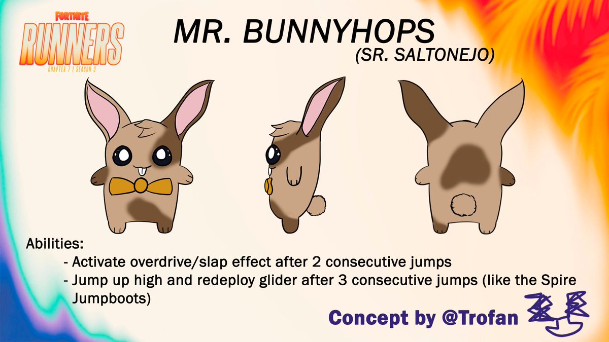 er_fer_mar2's tweet photo. Here's Mr. Bunnyhops (Sr. Saltonejo), my concept for #DesignASprite !
He grants you some extra mobility to help you get by :3
(though I didn't think about the cooldowns, maybe those get shortened + the duration of the slap and the jump glide height go up each lvl) https://t.co/P9zQ1mXqL3
