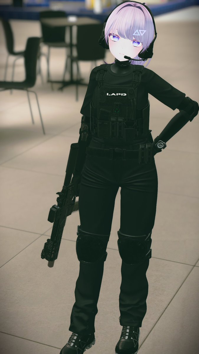 aorin_c5's tweet photo. プレートキャリアでめちゃくちゃ印象変わった、、、
もっと法執行機関っぽさ出た、、、
#VRChat #VRC武装女子 #moe3D https://t.co/IwFCBDmnE3