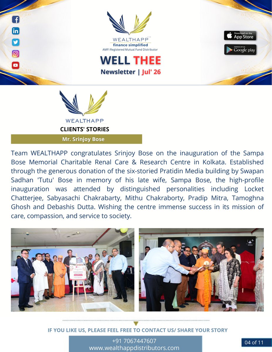 WealthappD's tweet photo. Our monthly e-newsletter, WellThee (You Stay Well) for the month of July 2026 is published. We are glad to share it with you.

Registered Name-Wealthapp Distributors Pvt Ltd
AMFI Registration Number-ARN-85592

#wealthapp #FinanceSimplified #wellthee #july #bhfyp https://t.co/RDPY4DglCC