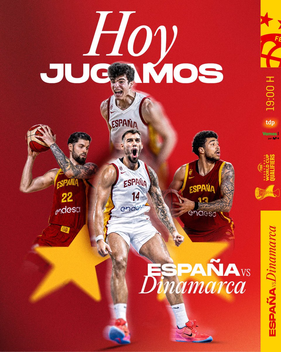 BaloncestoESP's tweet photo. Llegó el día‼️ #LaFamilia 𝙅𝙐𝙀𝙂𝘼 𝙃𝙊𝙔 𝙚𝙣 𝙈𝙖𝙙𝙧𝙞𝙙 💪

🏆 Clasificación @FIBAWC 
🇪🇸🆚🇩🇰
⏰ 19:00h 
📌 Caja Mágica
📺 @teledeporte/@VamosMPlus
 
 #SomosEquipo https://t.co/kA5AUuoKns