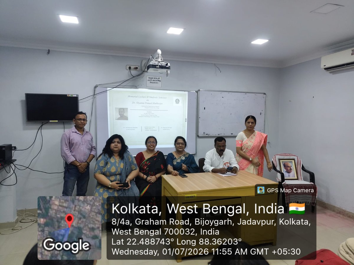 vjrcsmc's tweet photo. The Dept. of History, VJRC, organized a Memorial Lecture and Students' Seminar on Dr. Shyama Prasad Mukherjee on 01.07.2026 to commemorate his life, ideals, and contributions to the nation. Faculty members and students actively participated in the programme. https://t.co/6P89Lmt4ge